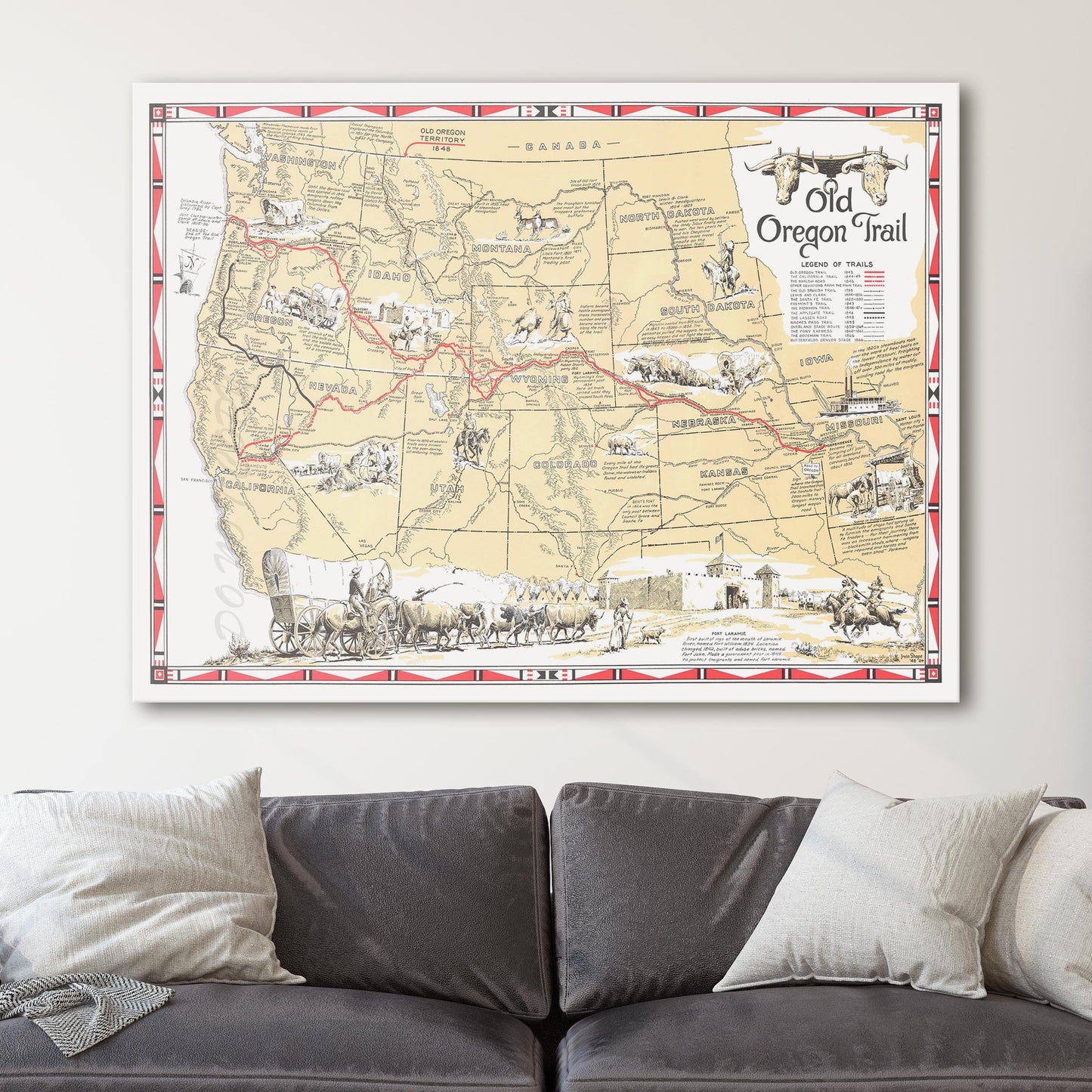 The Oregon Trail Vintage Map