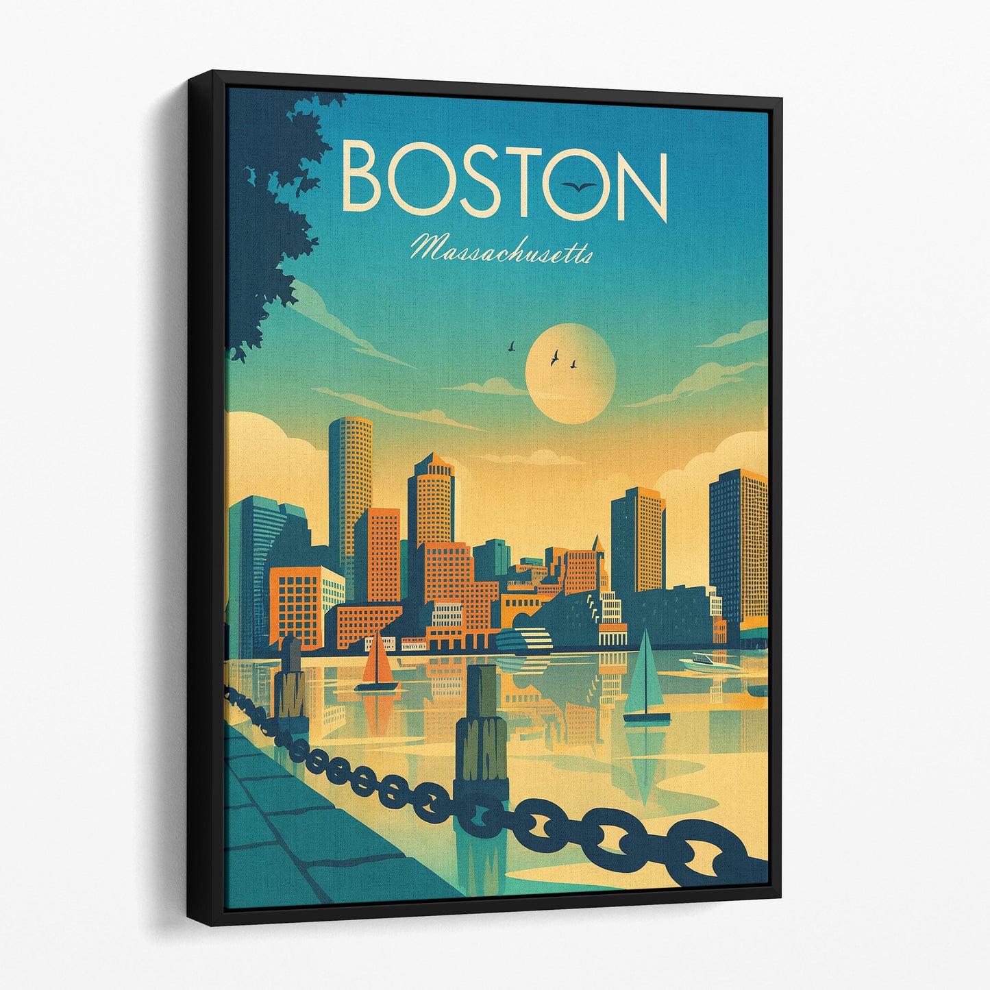 Boston Massachusetts Vintage Travel Poster