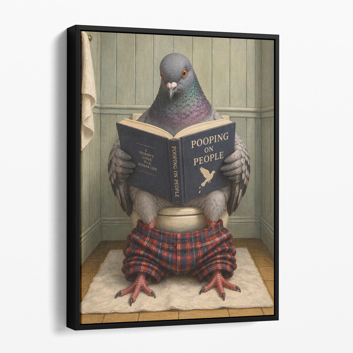 Pigeon Reading on the Toilet