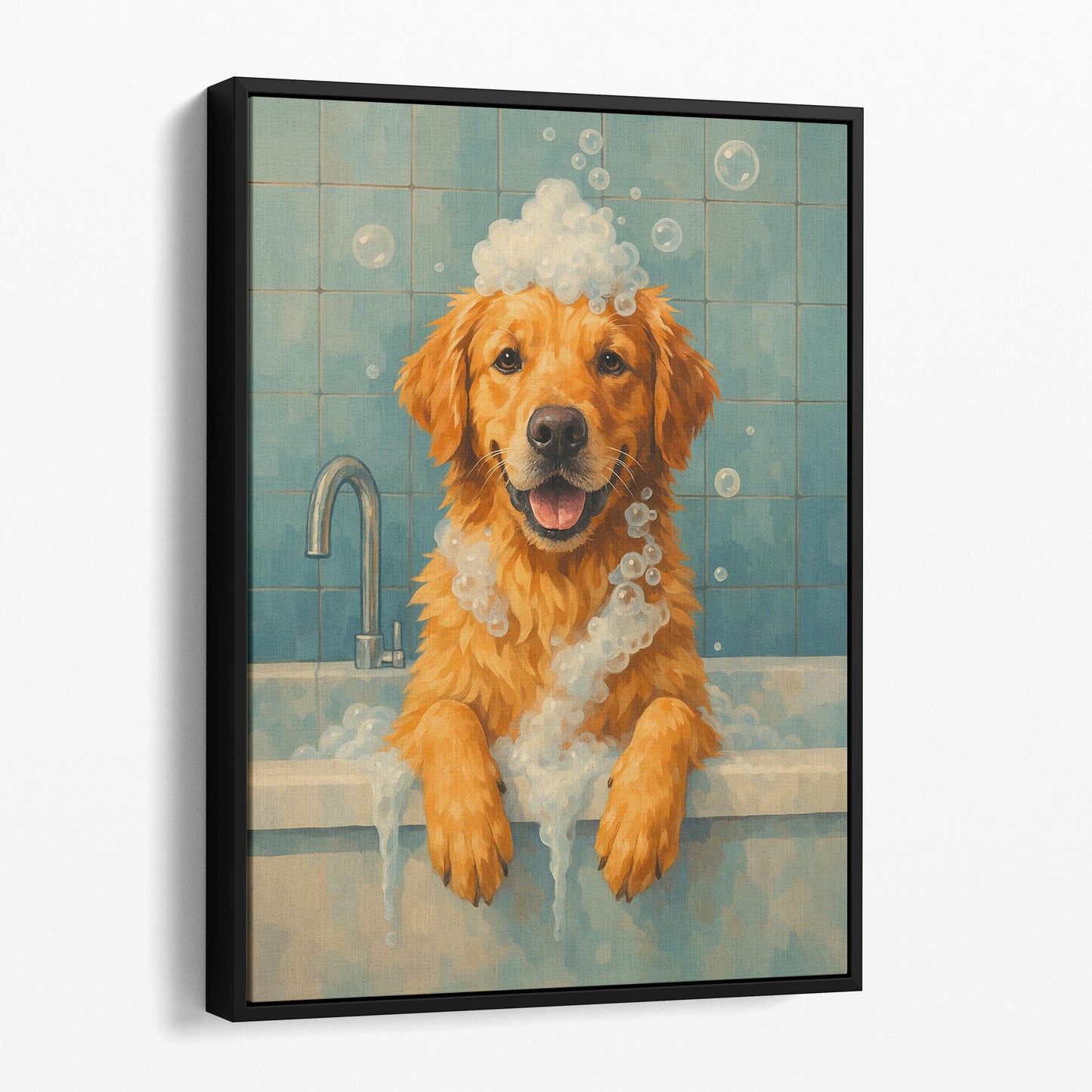 Golden Retriever Dog Bathtub Bubble Bath