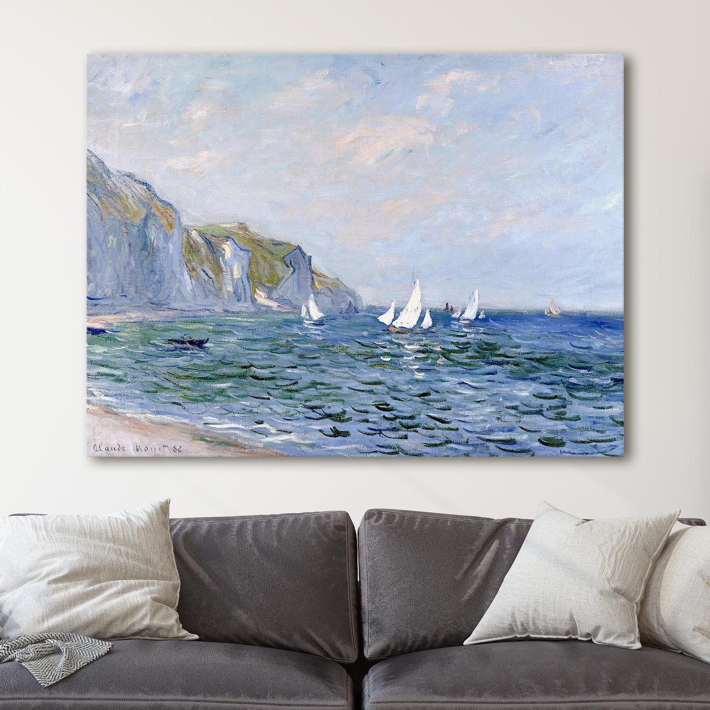 Cliffs and Sailboats at Pourville by Claude Monet