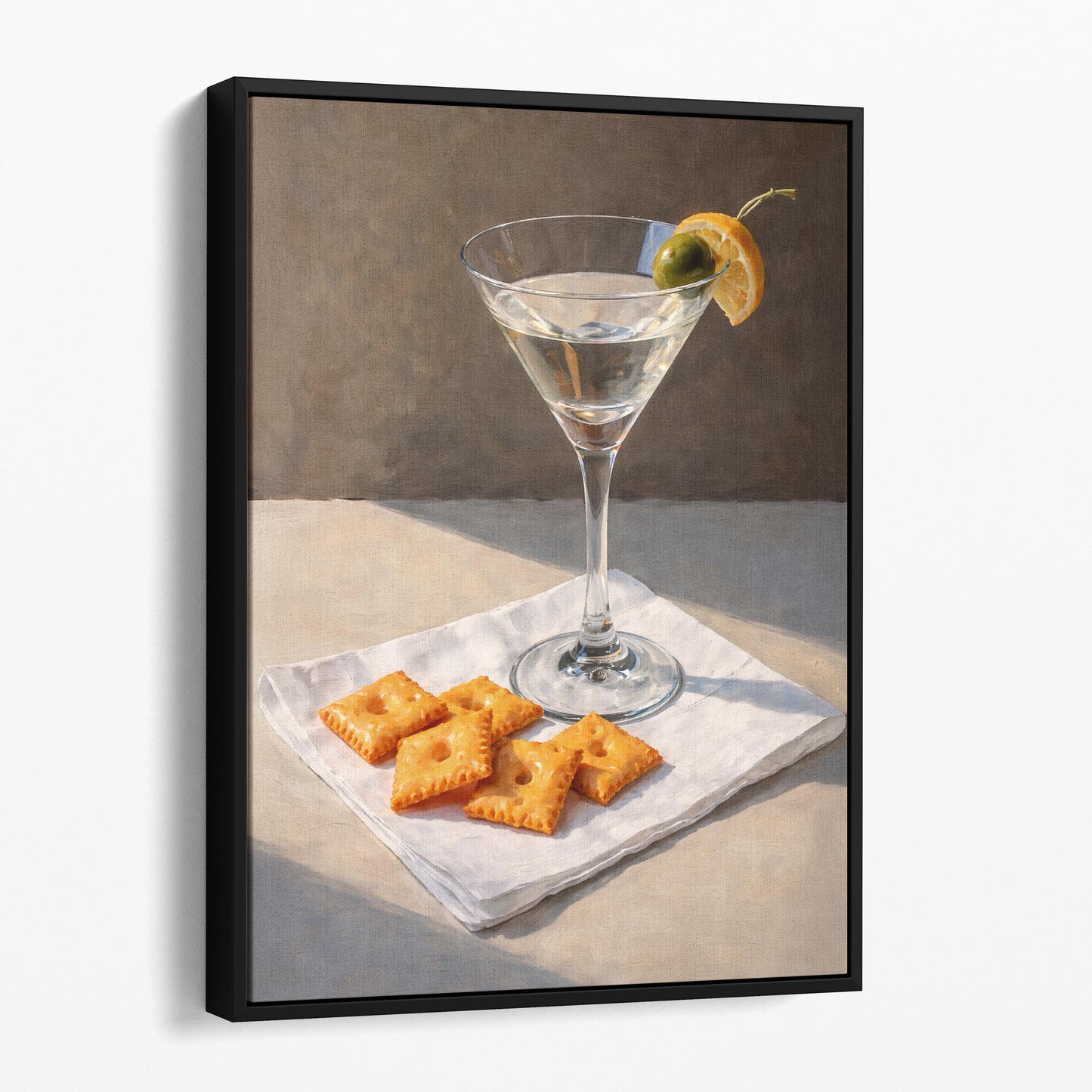 Martini with Cheese Snacks
