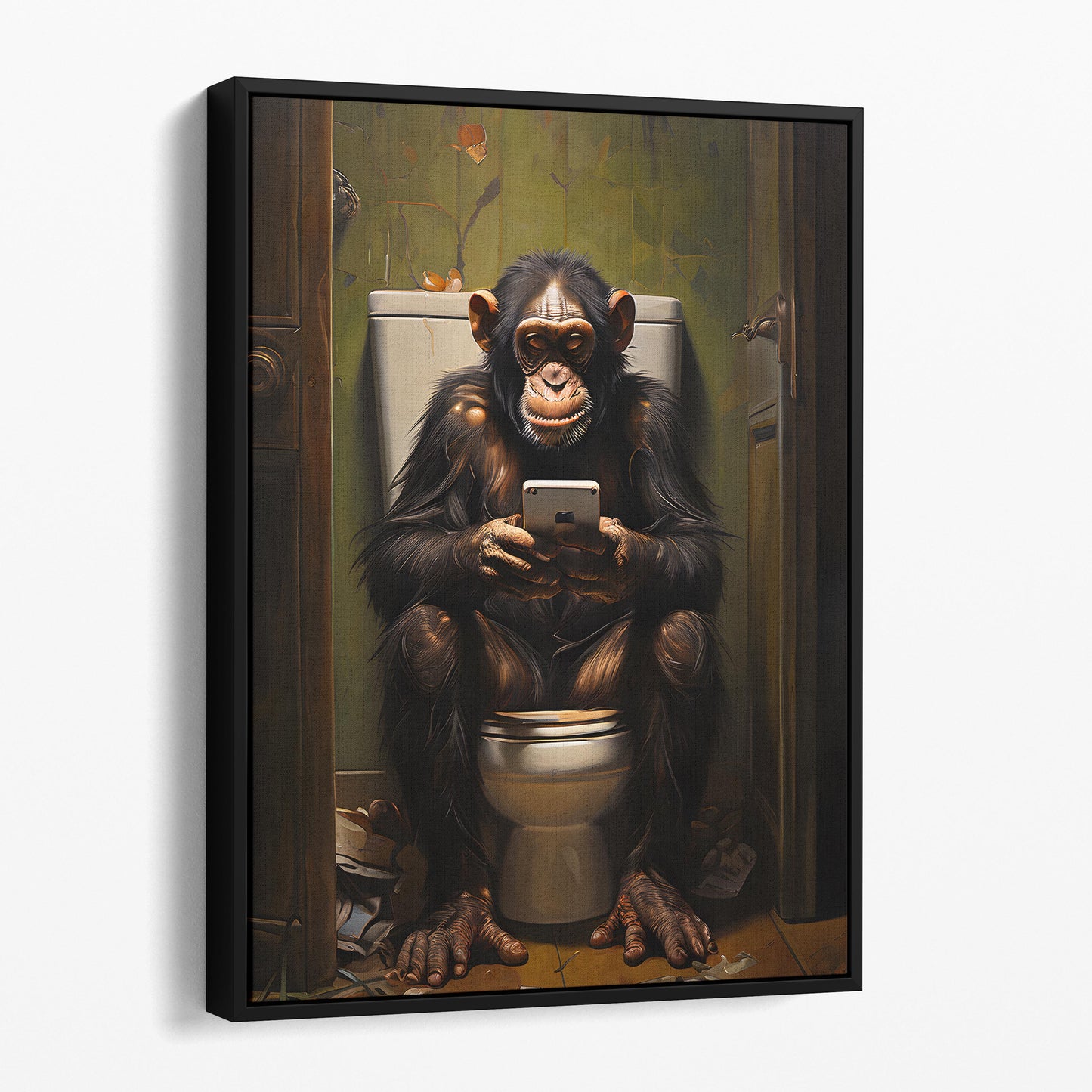 Monkey On The Phone On The Toilet