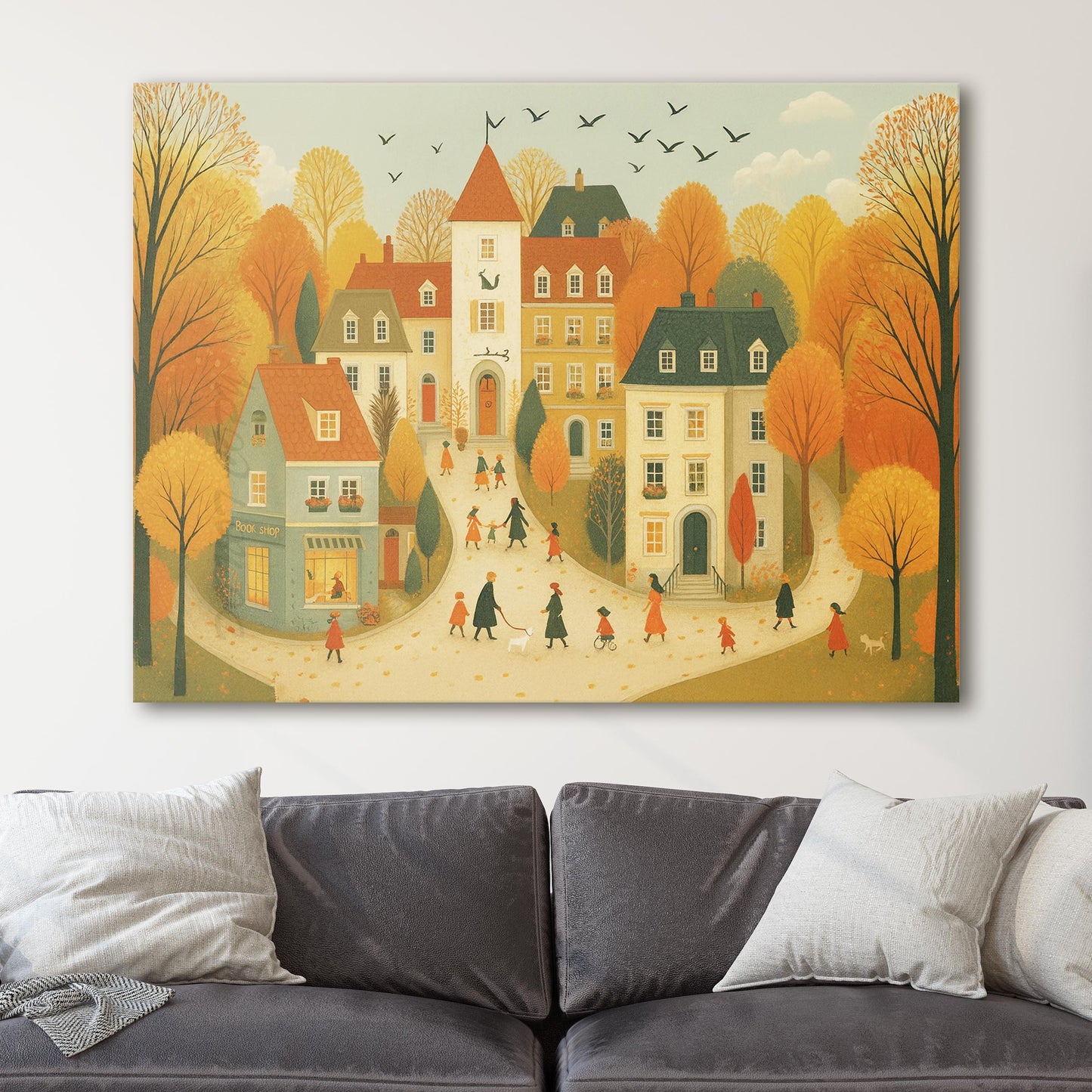 Vintage Autumn Fall Village