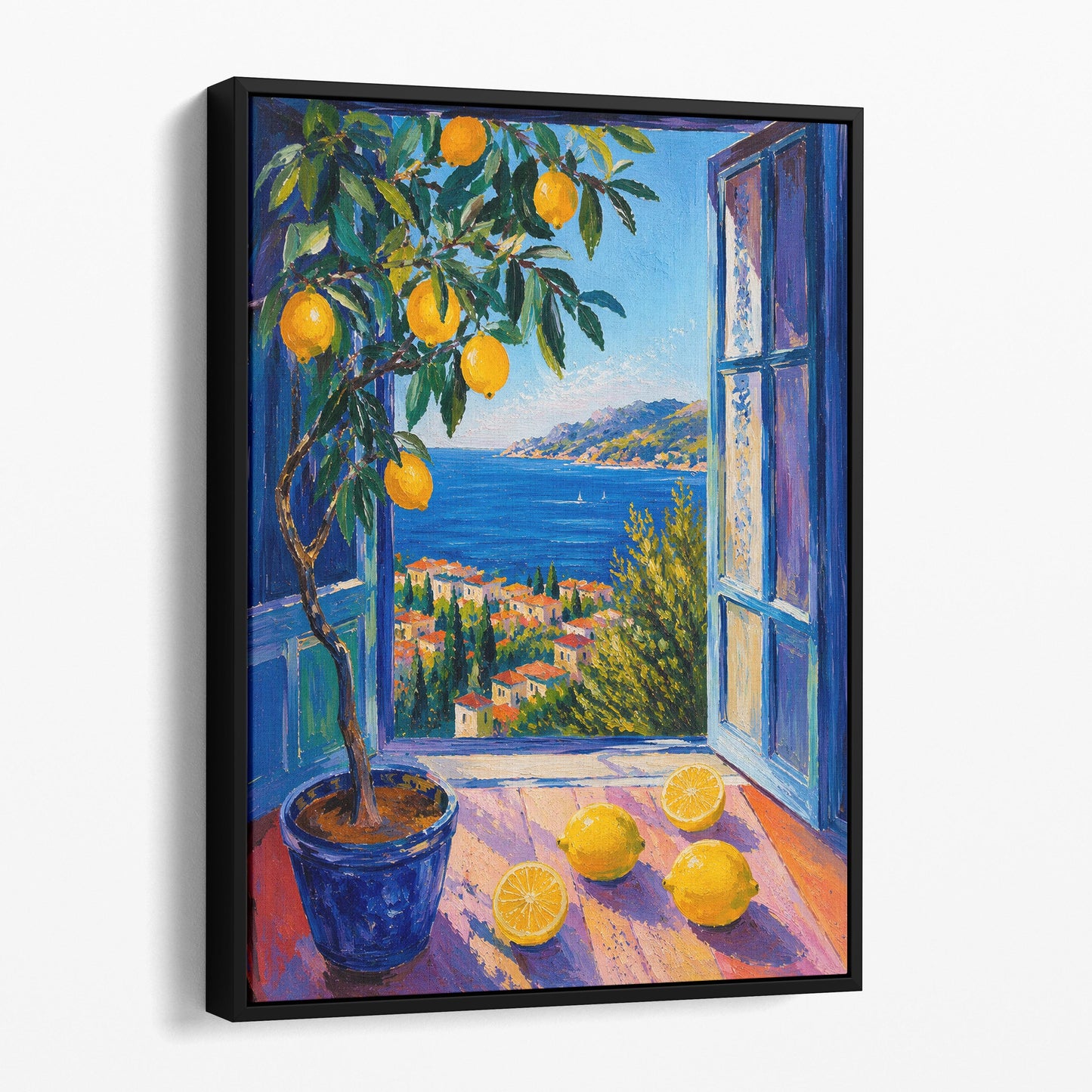 Open Window to the Sea with a Lemon Tree