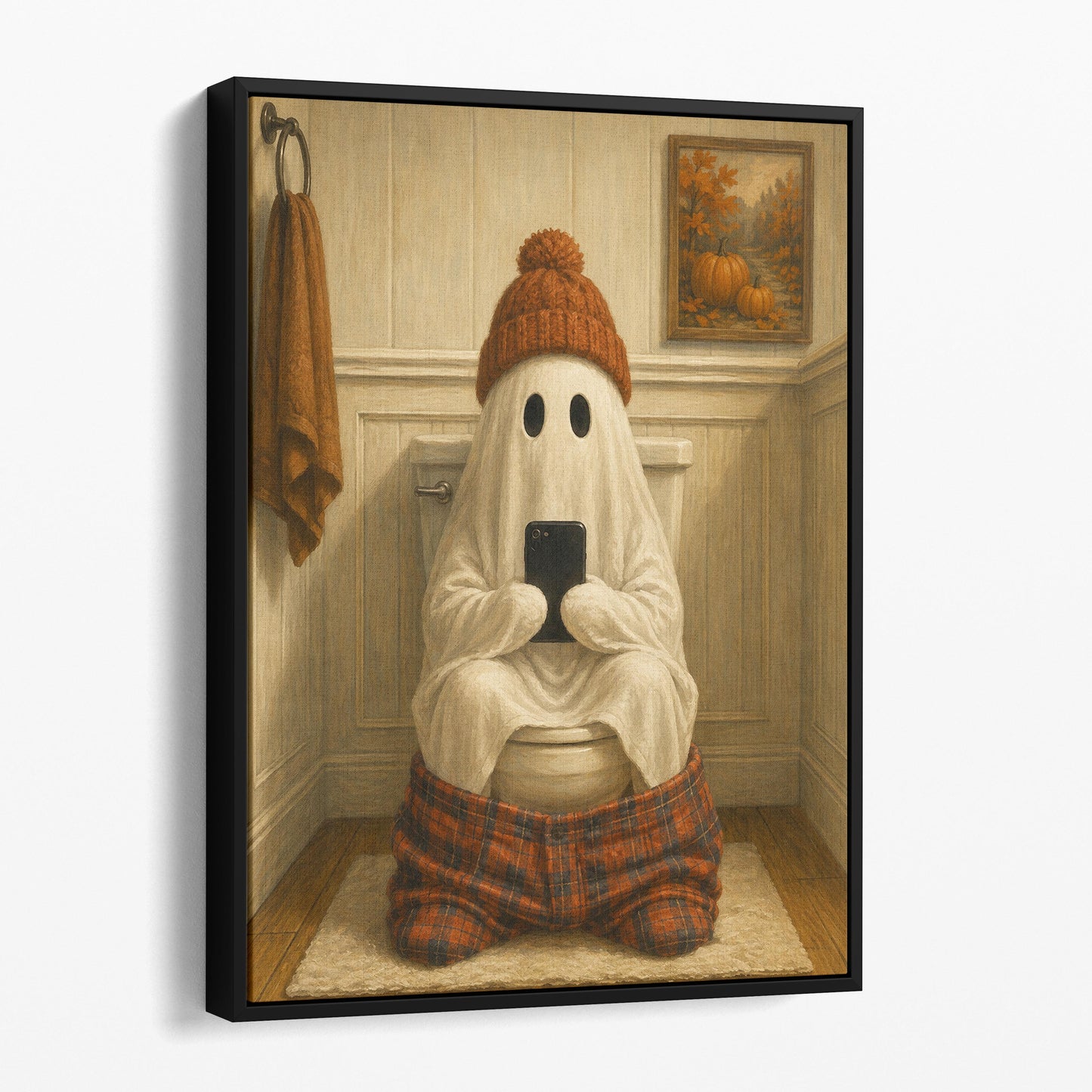 Cozy Ghost On The Phone On The Toilet