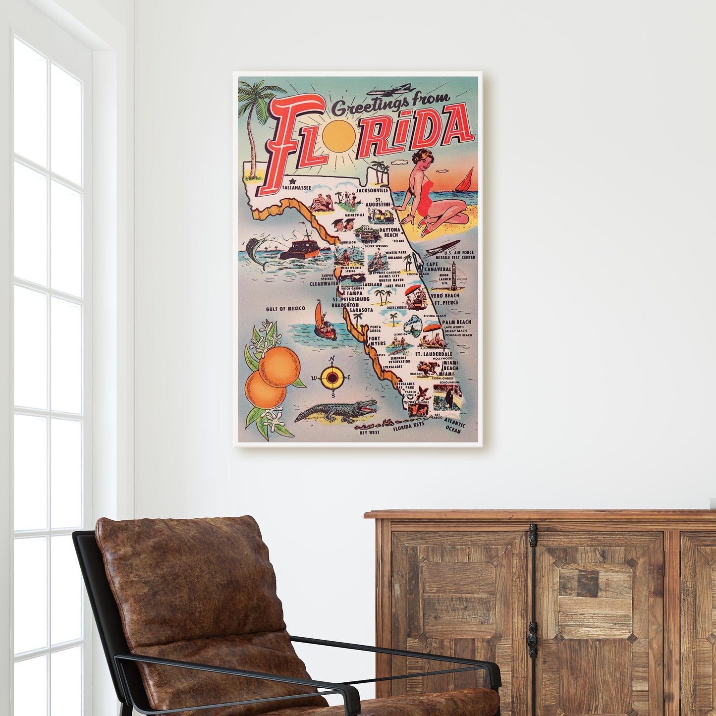 Greetings from Florida Vintage Travel Poster