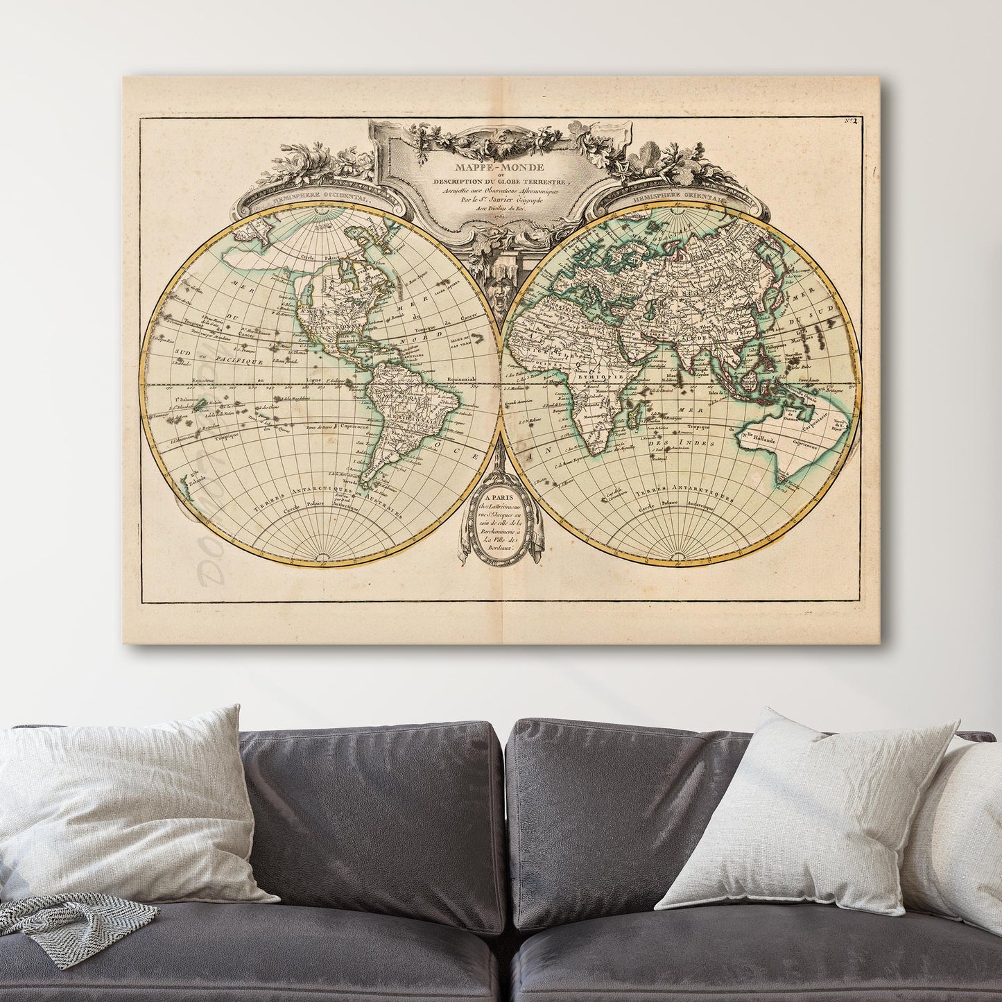 World Map 1762 - Old Vintage Map Of The World