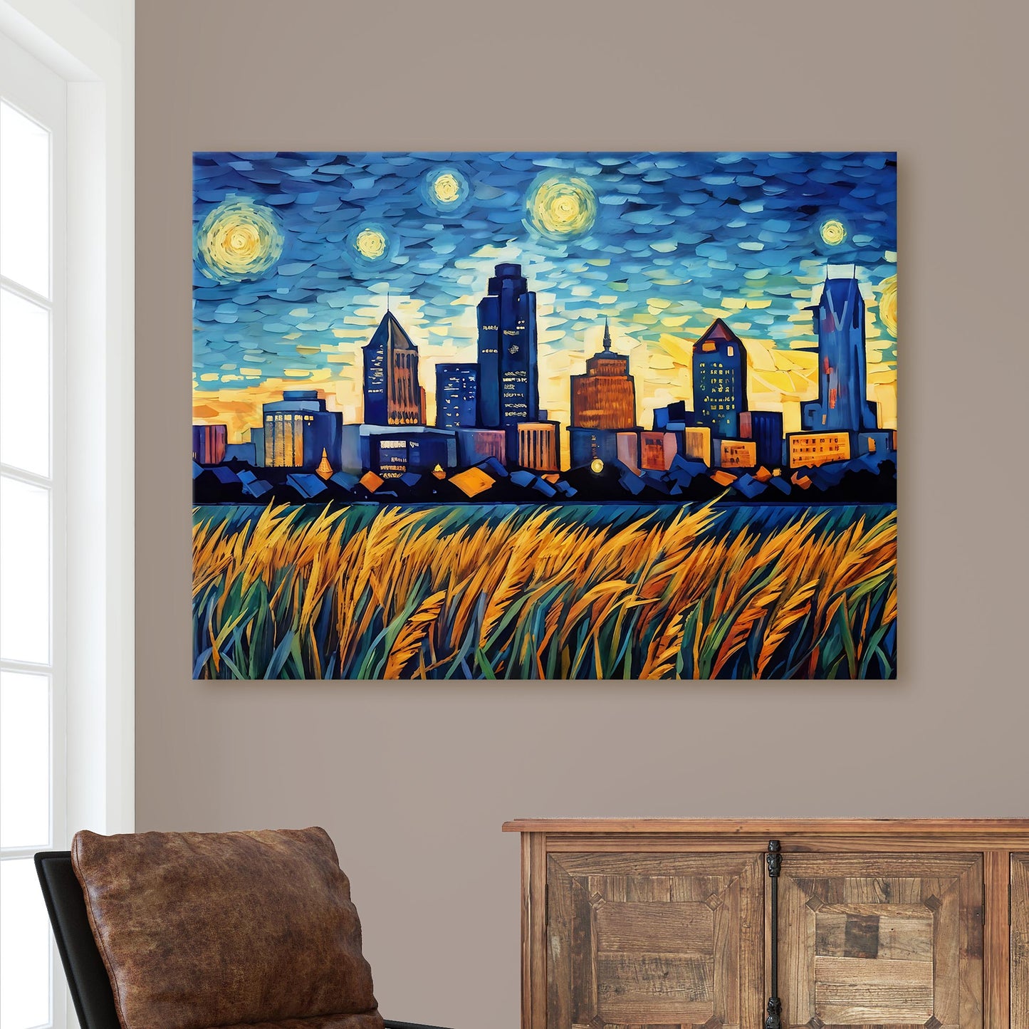 Indianapolis Skyline Van Gogh Starry Night