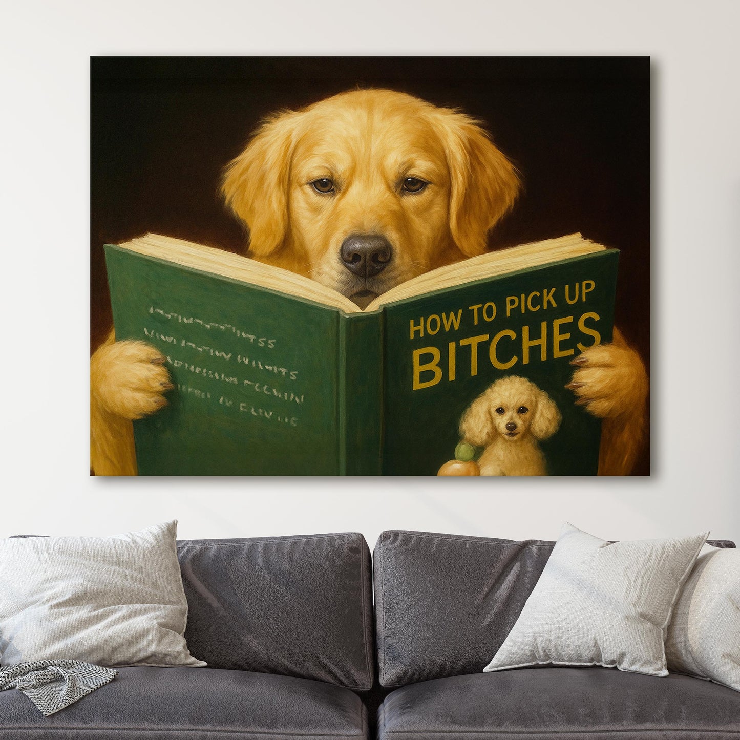 Golden Retriever Dog Reading Dating Book