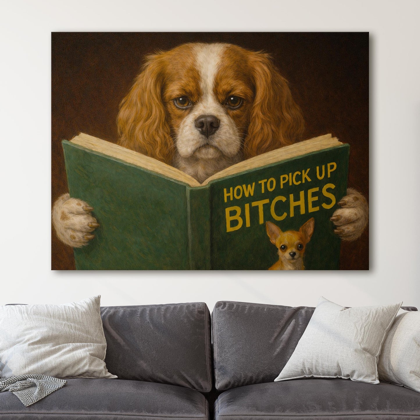 Cavalier King Charles Dog Reading Dating Book