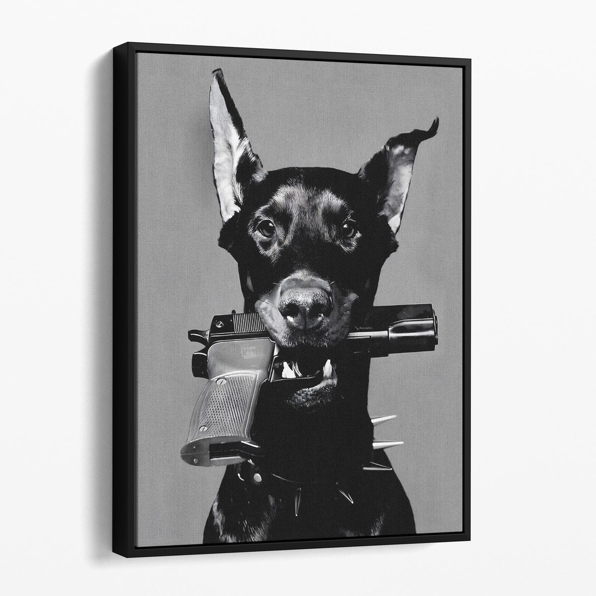 Doberman Gun In Mouth