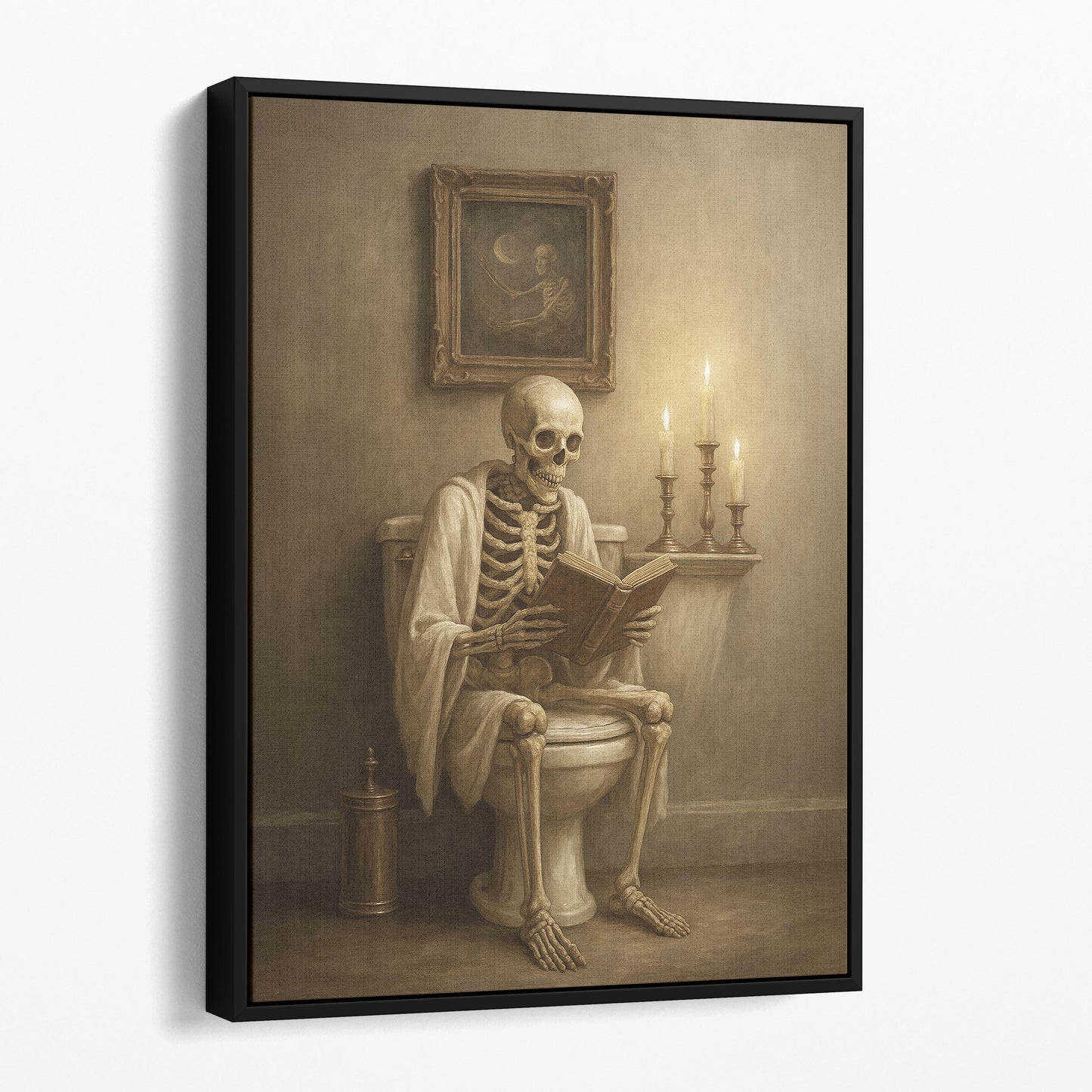 Skeleton Reading A Book On The Toilet