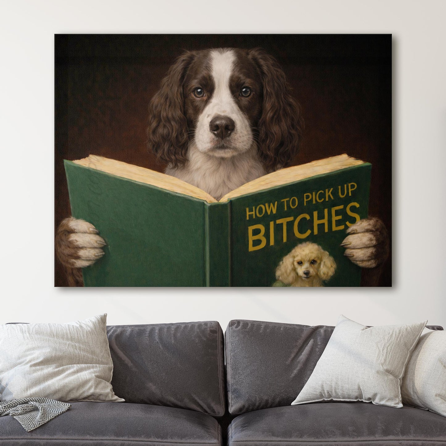 English Springer Spaniel Dog Reading Dating Book