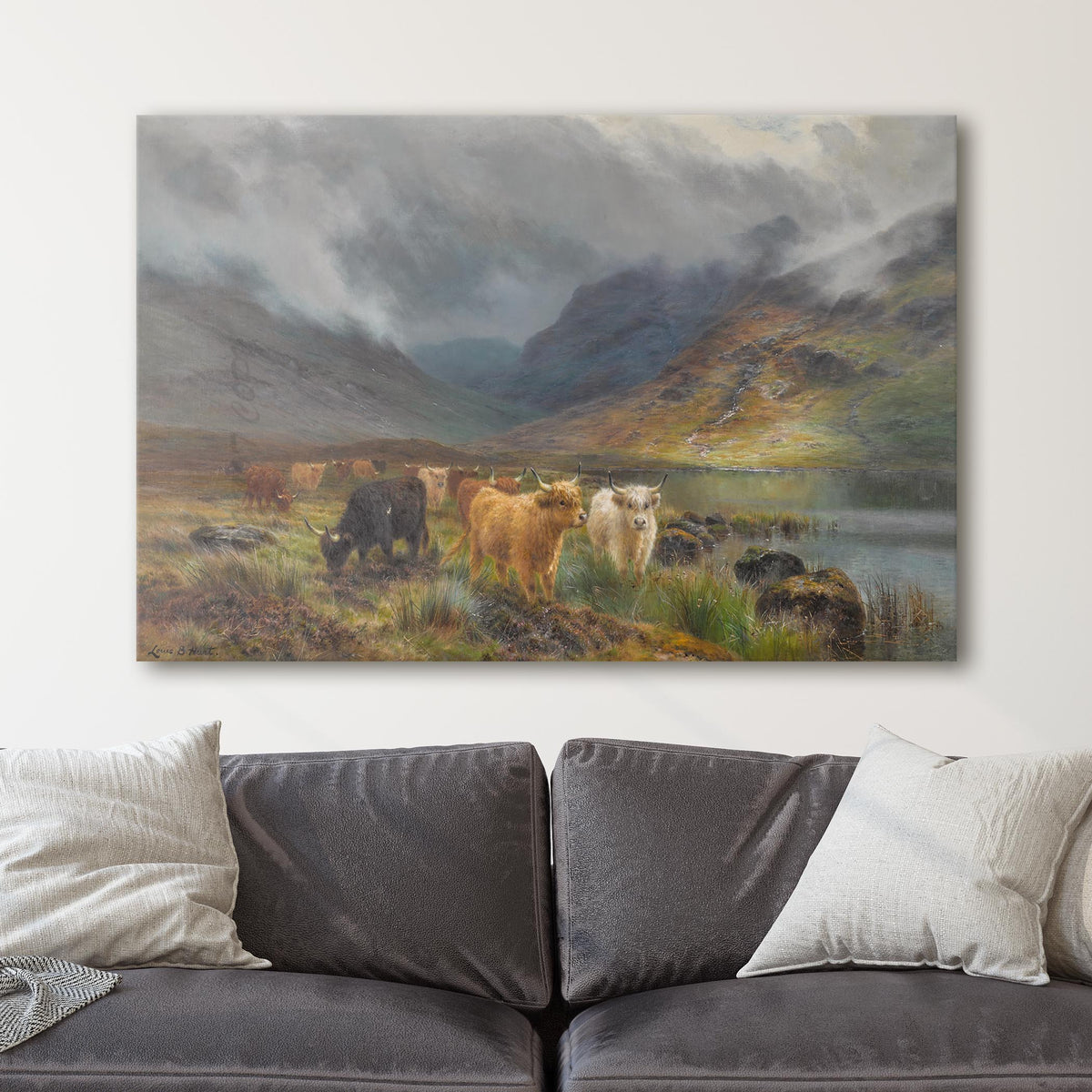 Cattle in a Highland Landscape by Louis Bosworth Hurt