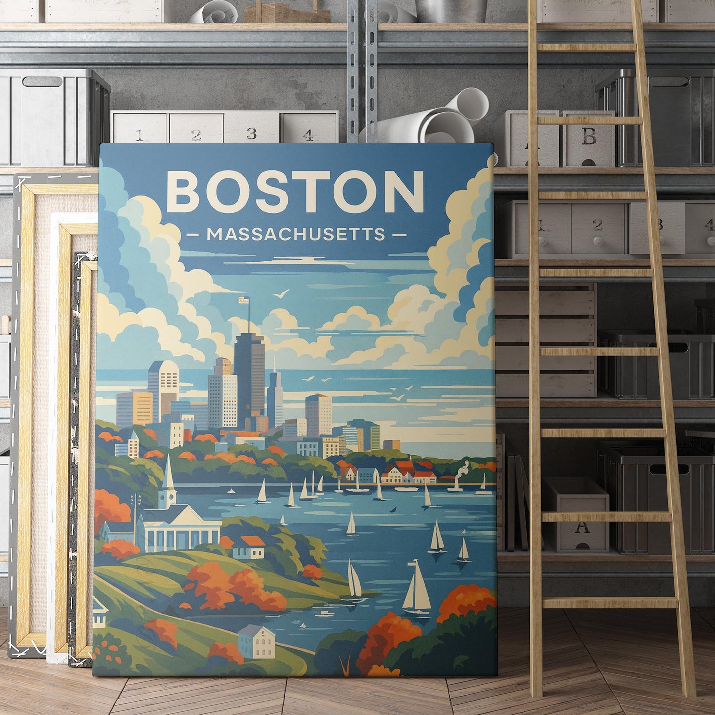Boston Massachusetts Vintage Travel Poster