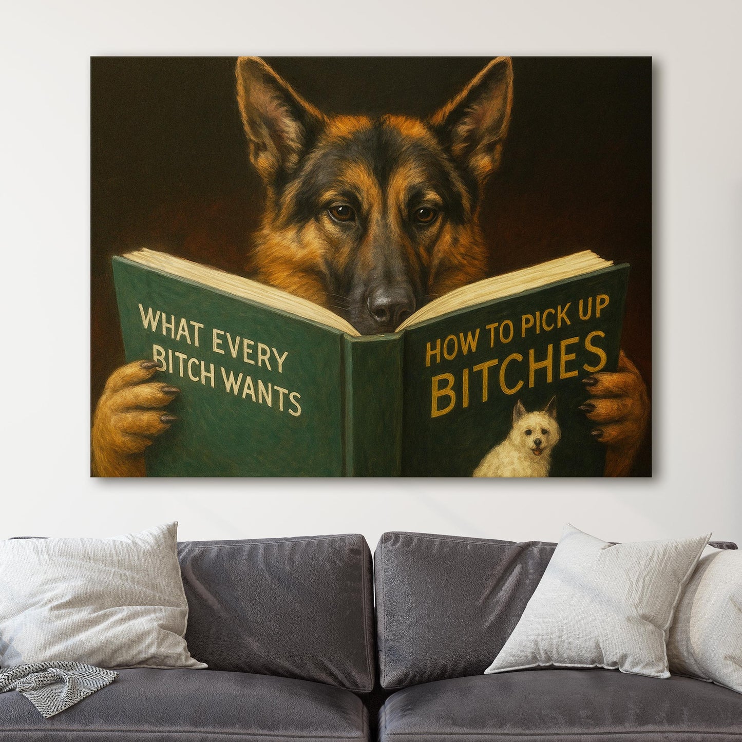 German Shepherd Dog Reading Dating Book