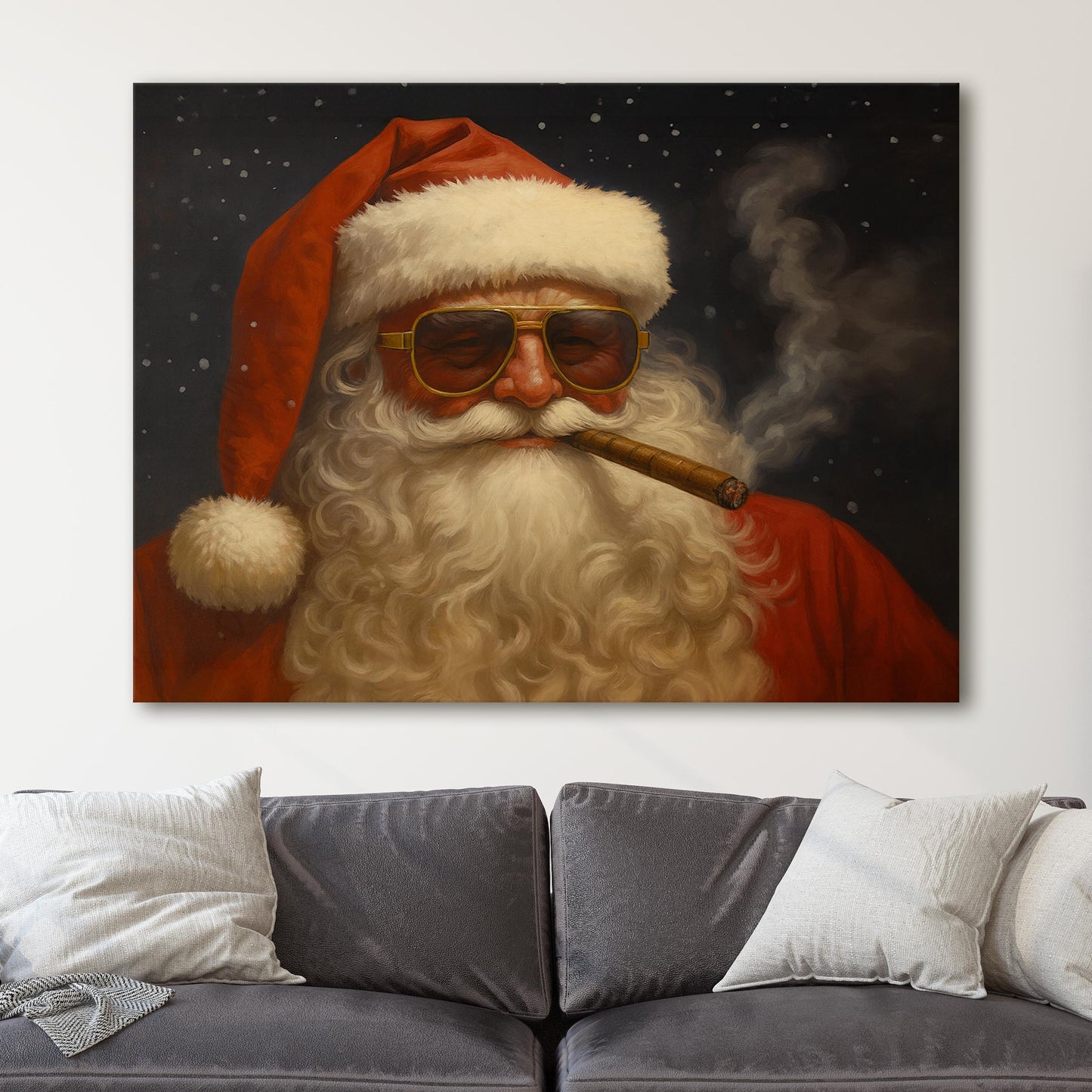 Santa Claus Smoking A Cigar With Sunglasses
