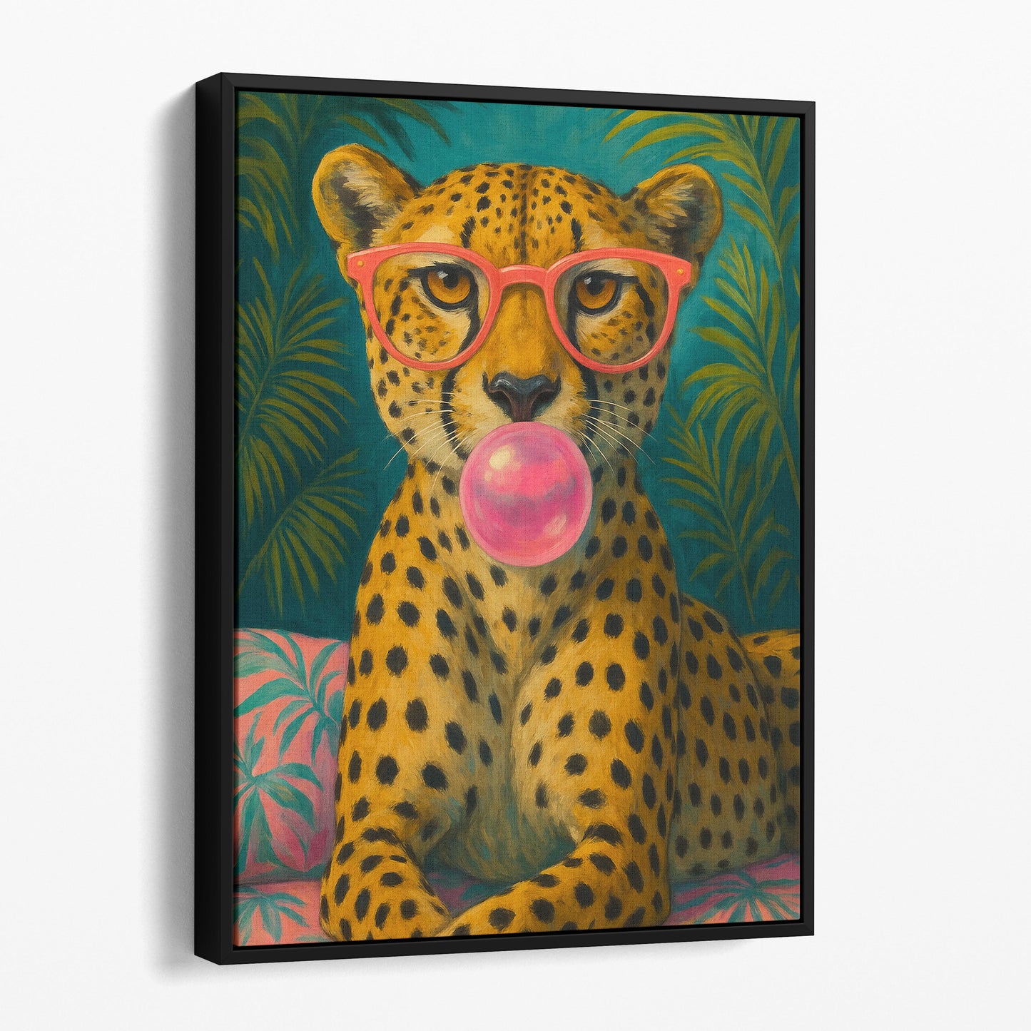 Cheetah Pink Sunglasses Blowing Bubble Gum
