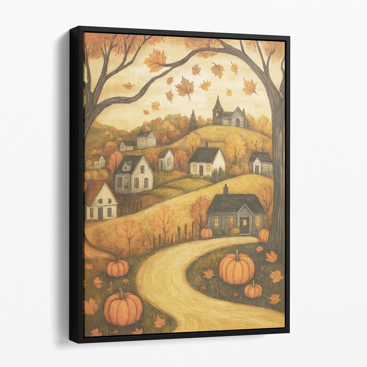 Rustic Village In Fall Autumn