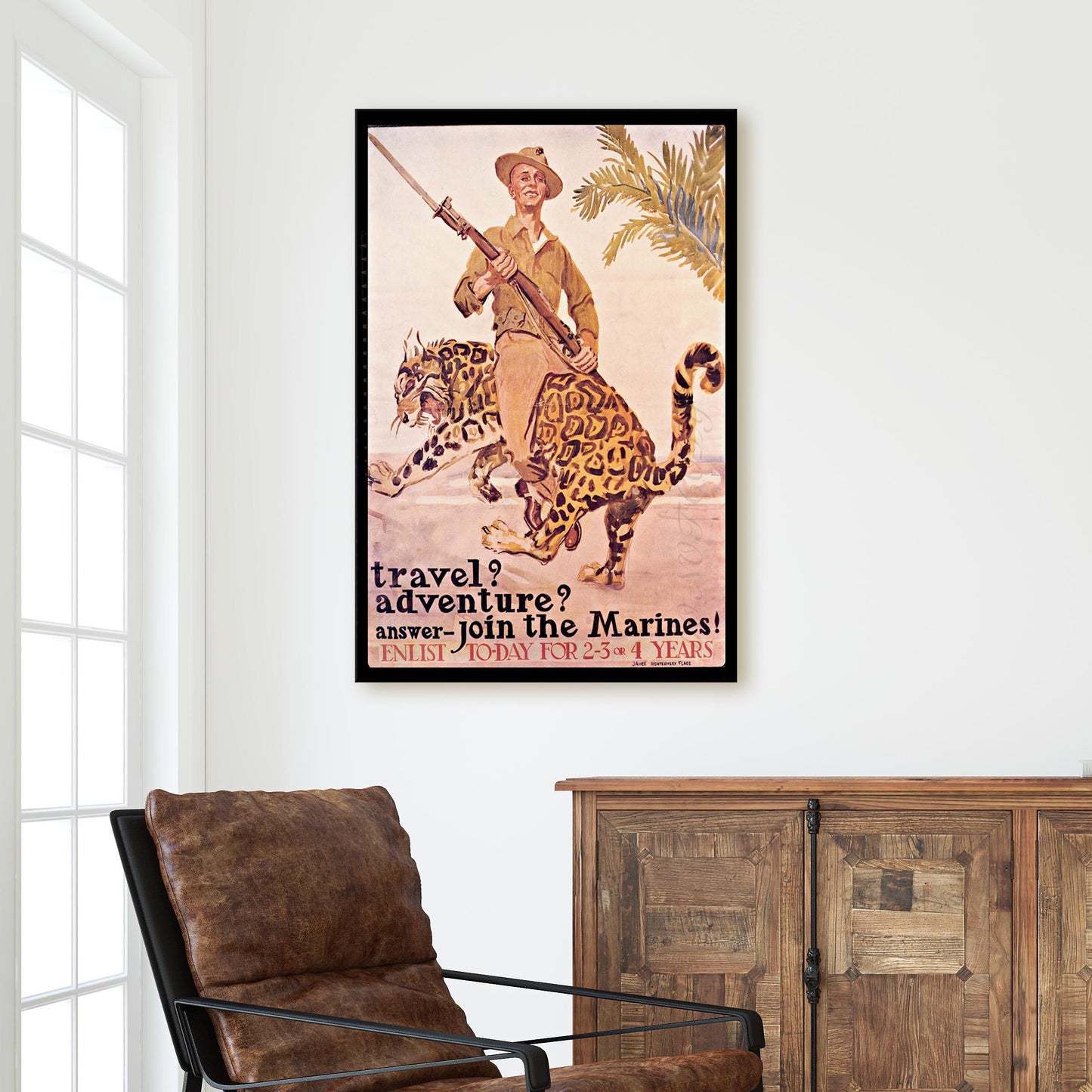 Travel Adventure Join the Marines USA Recruiting Vintage Poster