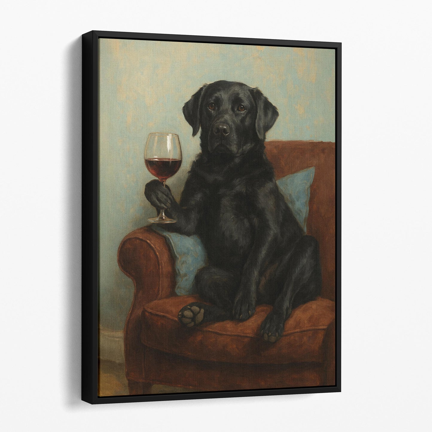 Black Labrador Dog With A Glass Of Wine