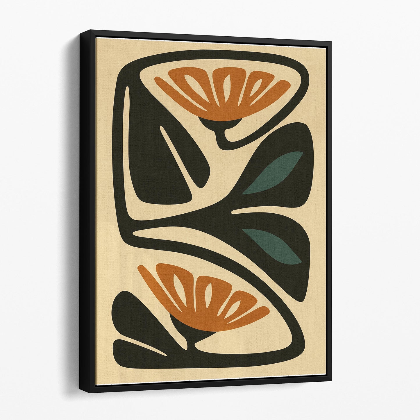Burnt Orange & Teal Mid Century Flower