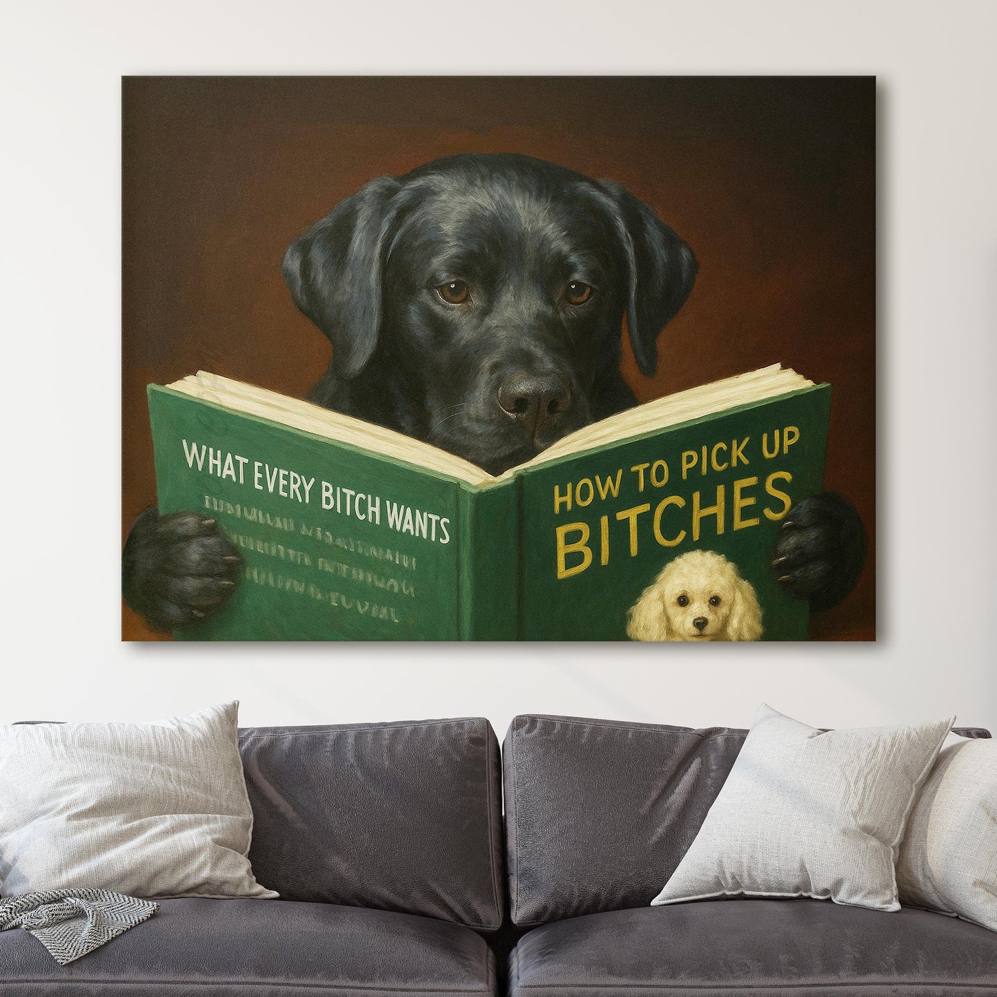 Black Labrador Retriever Dog Reading Dating Book