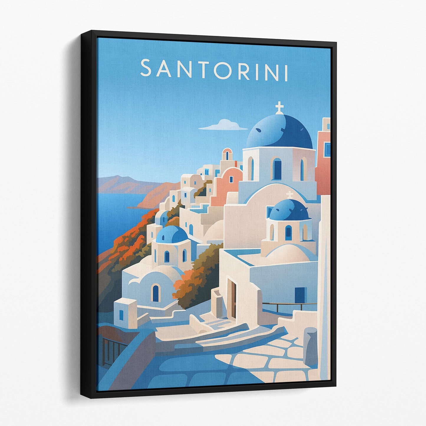 Santorini Greece Vintage Travel Poster