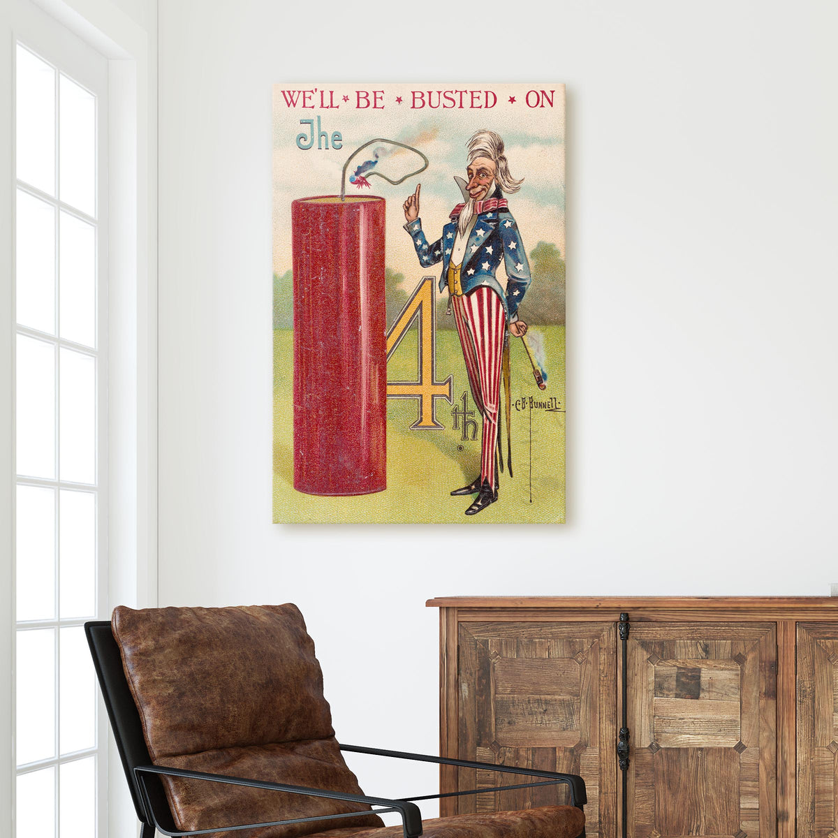 We'll Be Busted On The 4th - Uncle Sam Postcard