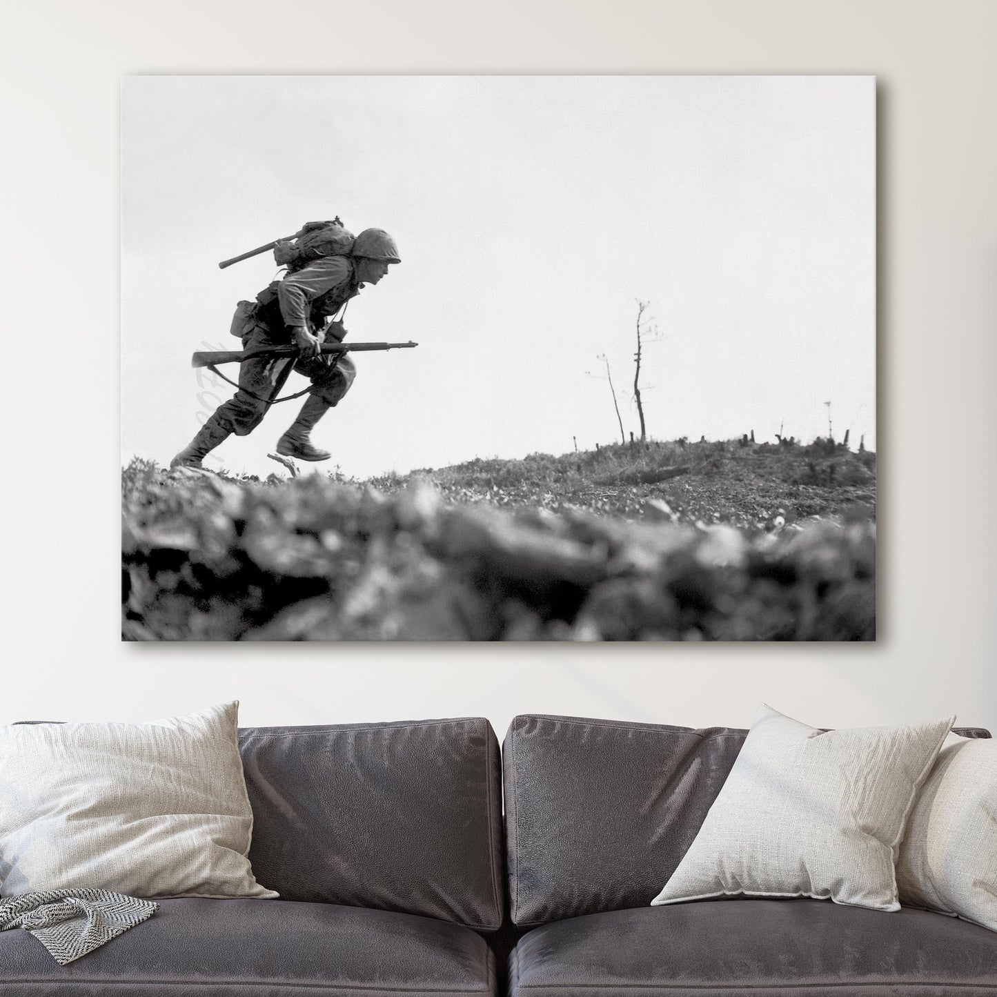 US Marine Dashes Through Valley Of Death, World War Two