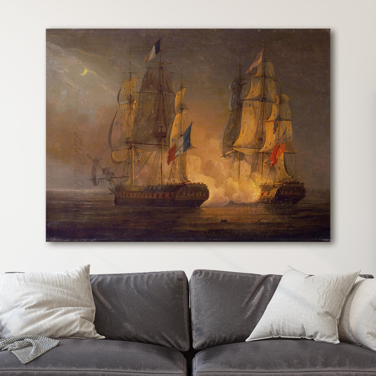 Engagement between HMS Amelia and French frigate l’Arethuse, off the Isles of Loss, 1813