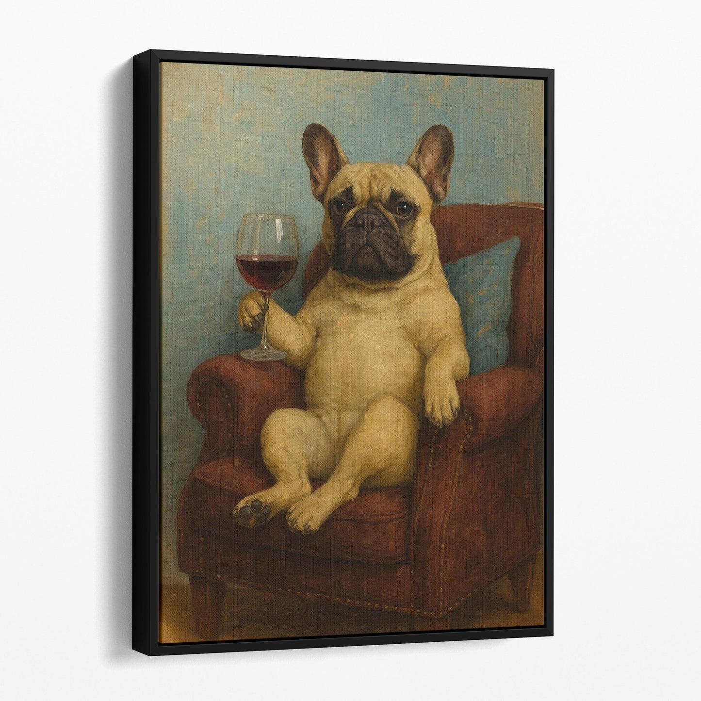 French Bulldog With A Glass Of Wine
