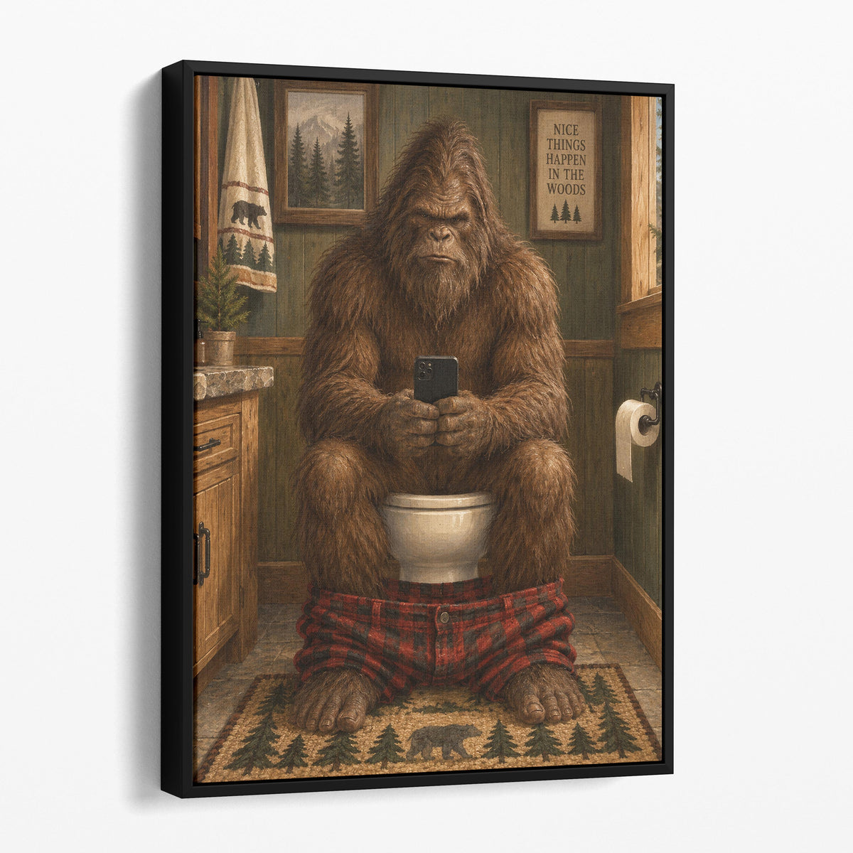 Bigfoot On The Phone On The Toilet