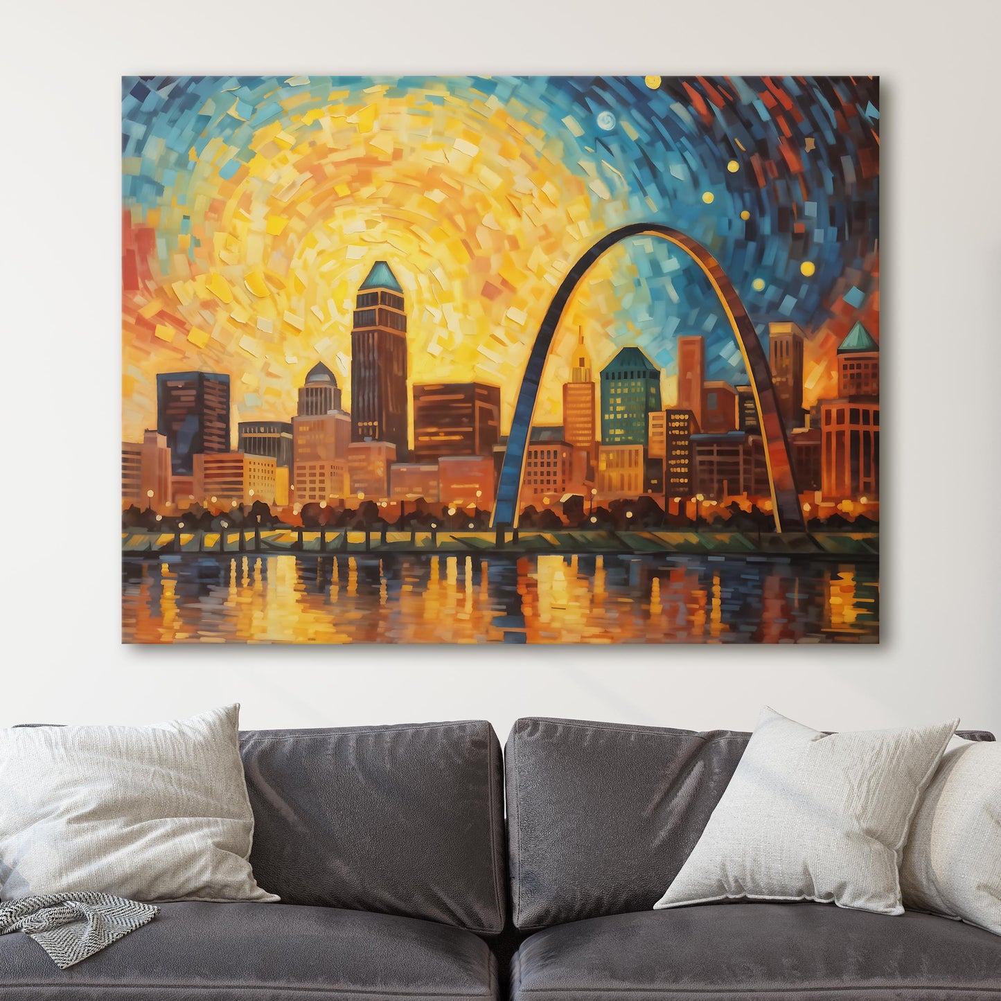 St Louis City Skyline as Van Gogh Starry Night