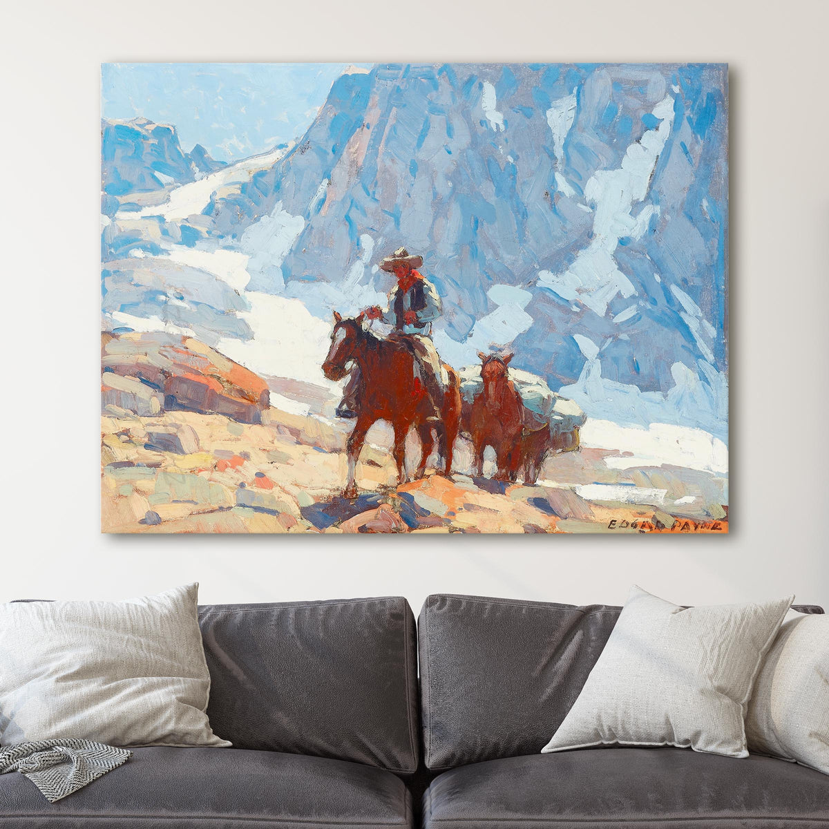 Rider and Pack Horse in the Sierras - Edgar Payne