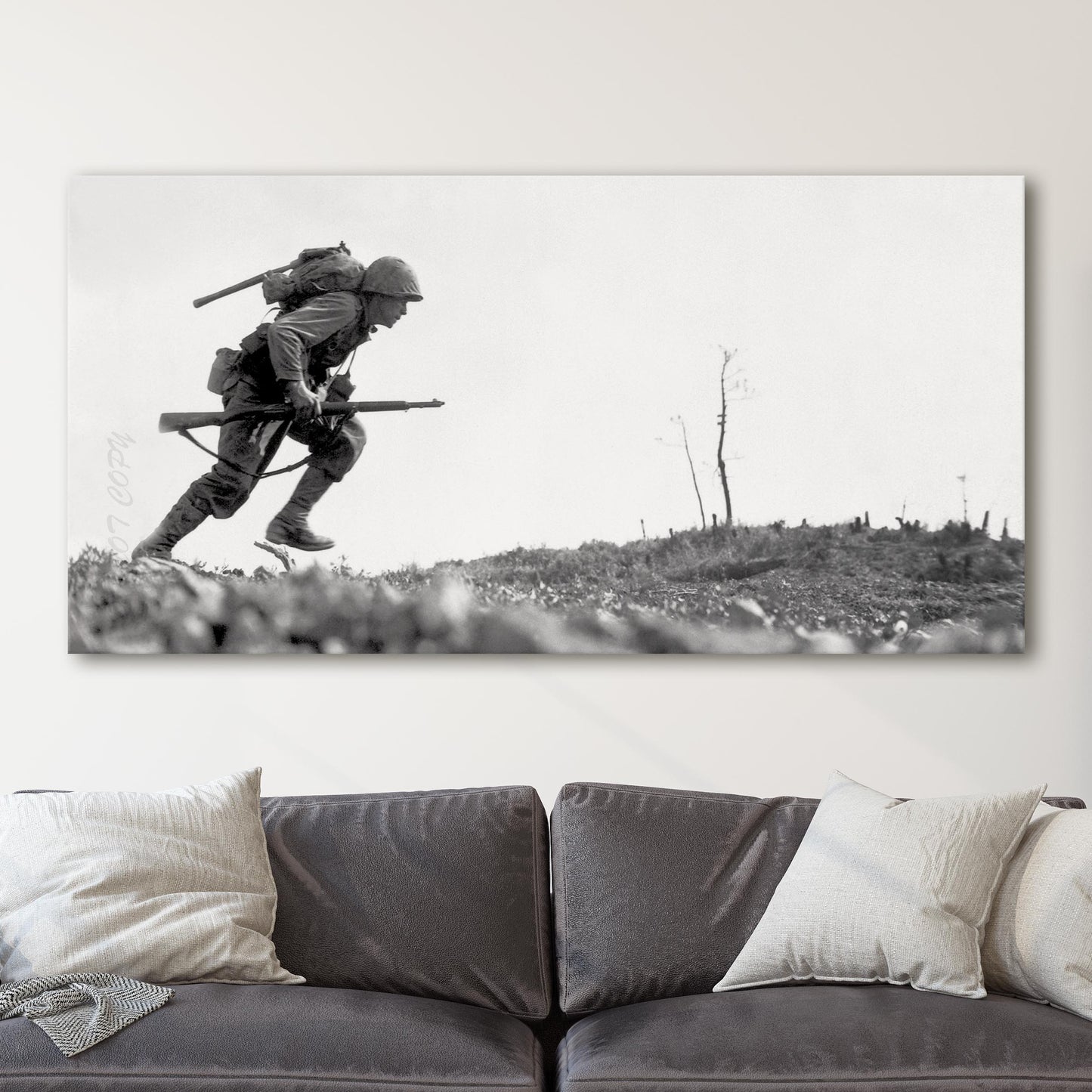 US Marine Dashes Through Valley Of Death, World War Two