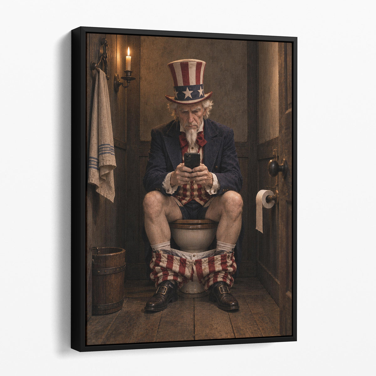 Uncle Sam On The Phone On The Toilet
