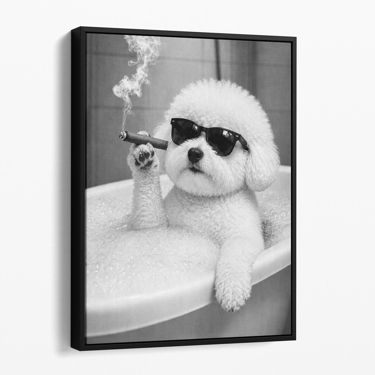 Bichon Frise Dog Bathtub Cigar