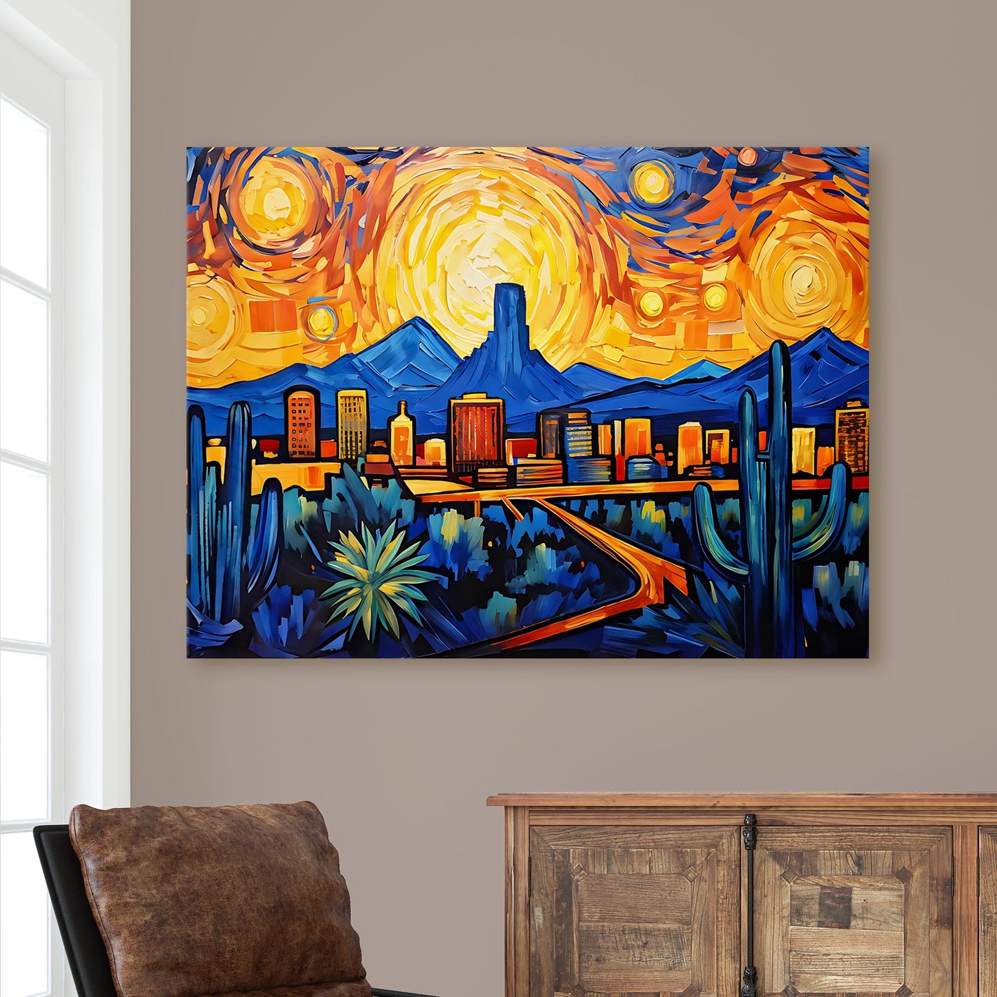 Phoenix Skyline Van Gogh Starry Night