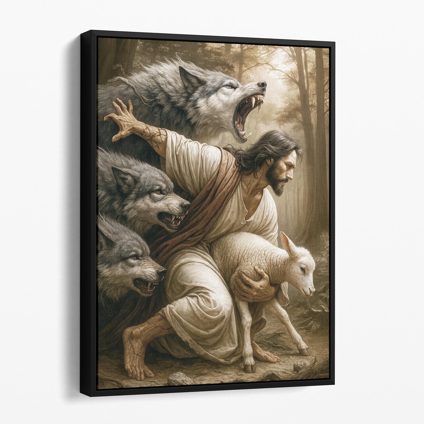 Jesus Protects The Lamb From Wolves