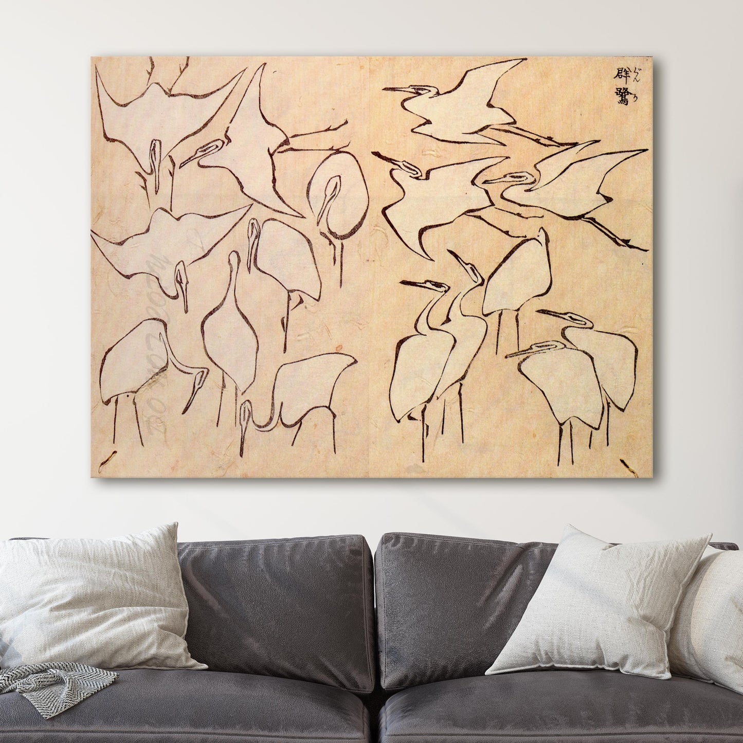 Cranes by Hokusai