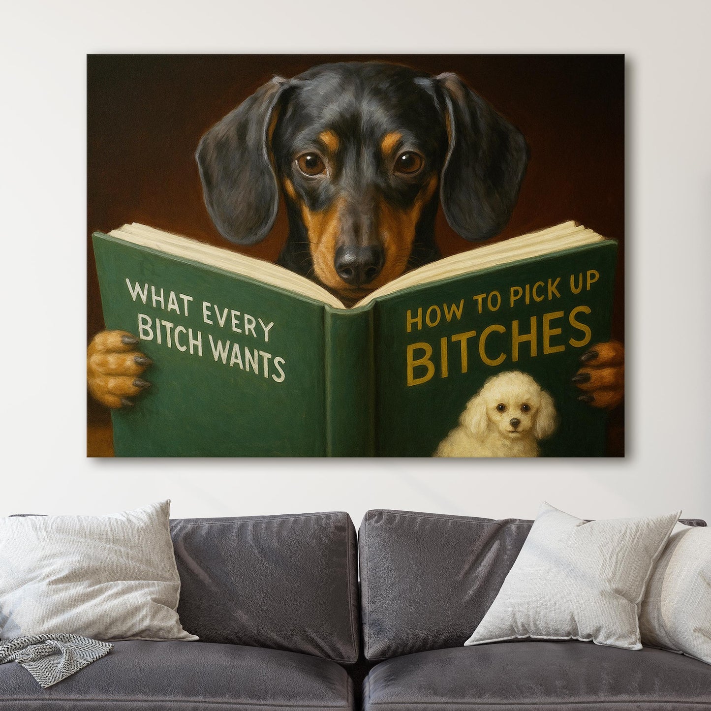 Dachshund Dog Reading Dating Book