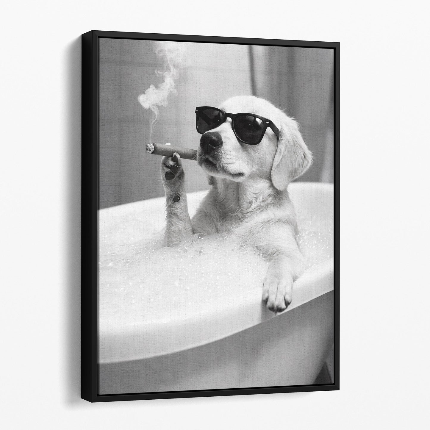 Golden Retriever Dog Bathtub Cigar