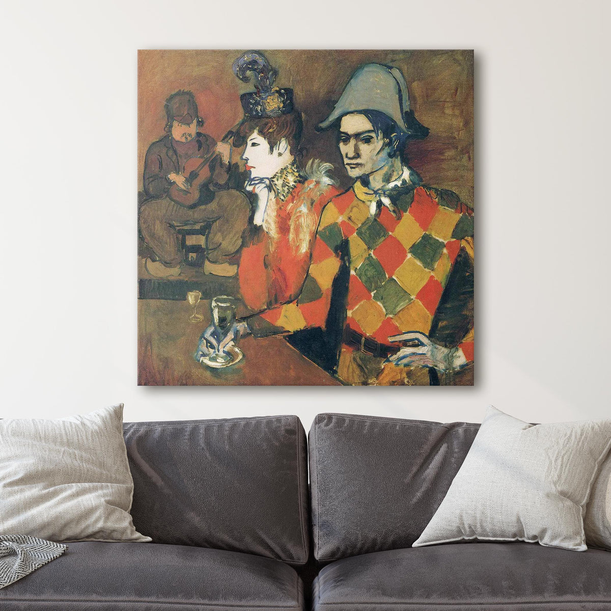 Harlequin with a Glass - Au Lapin Agile 1905 by Picasso