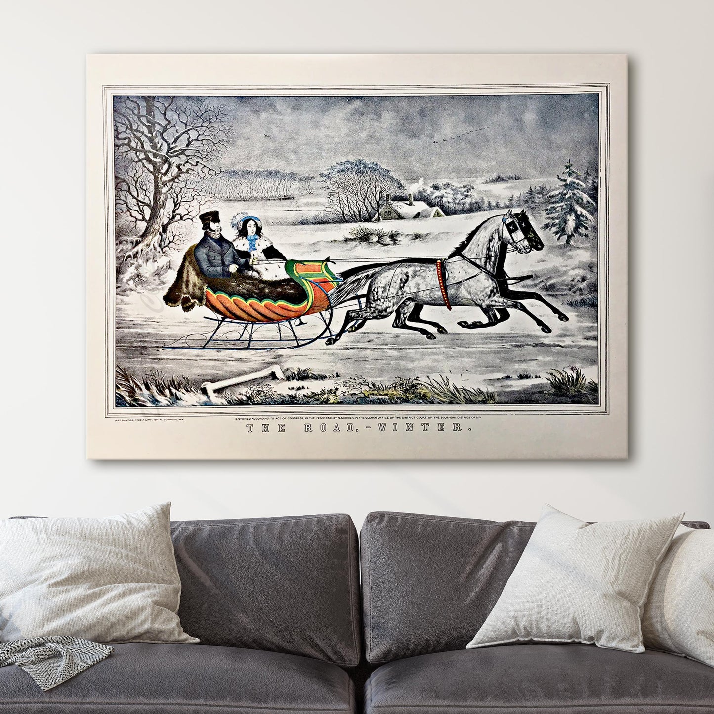 The Road Winter Sleigh 1853 by Currier & Ives