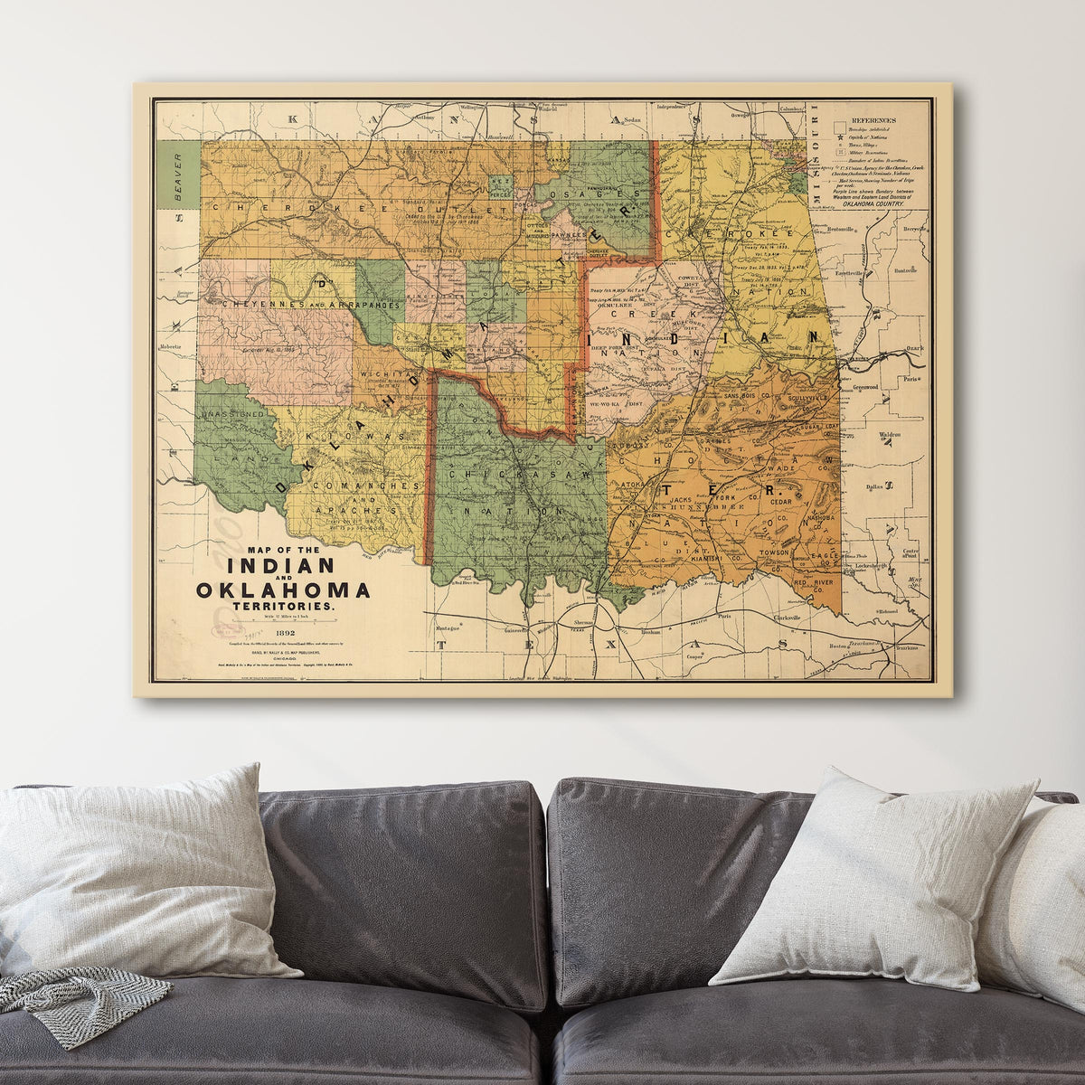 Map of the Indian and Oklahoma territories 1892