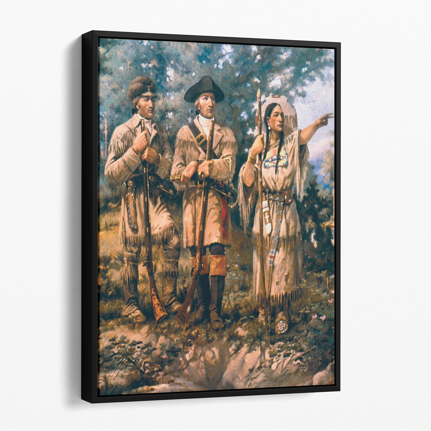 Lewis & Clark at Three Forks with Sacagawea