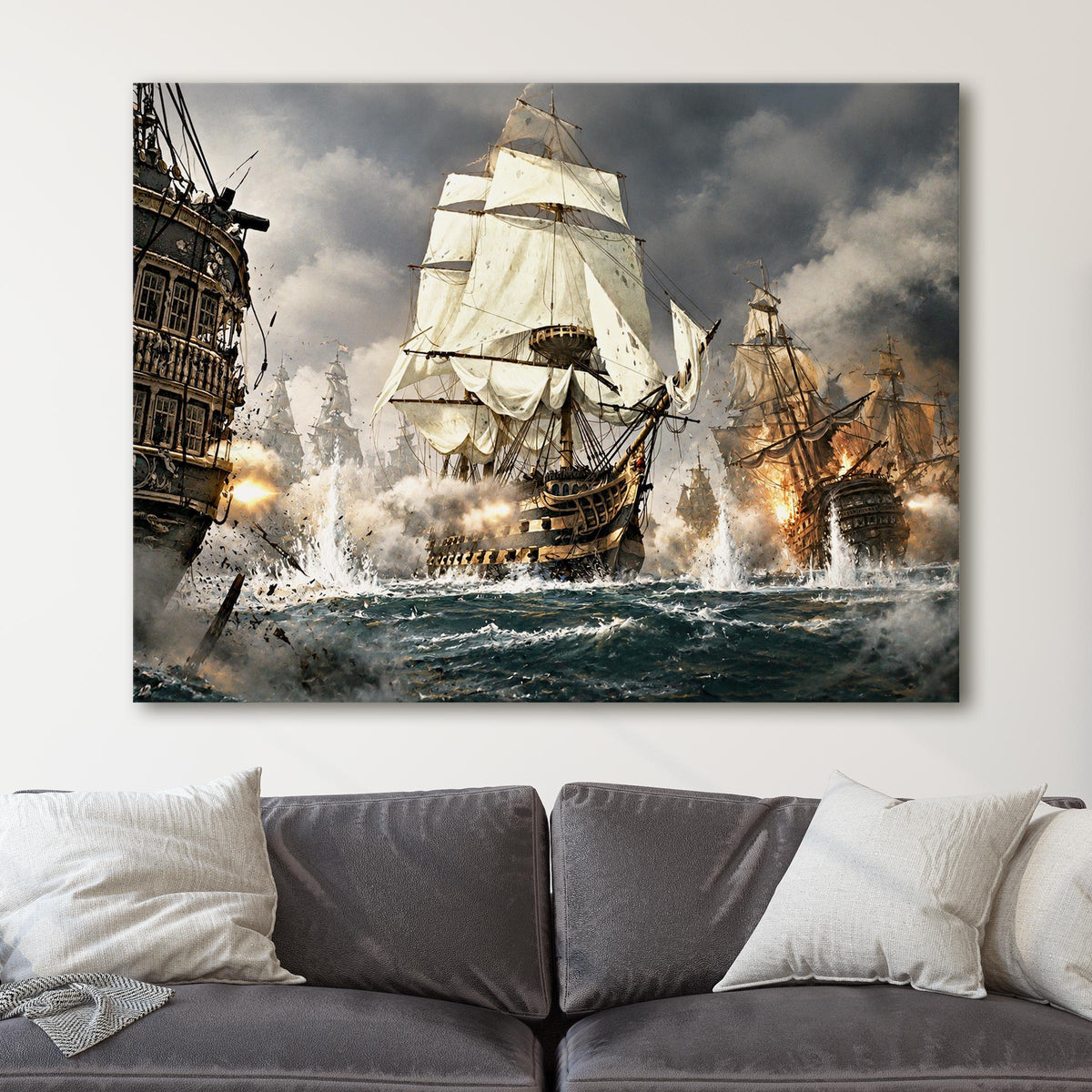 The Royal Navy Battling the French & Spanish Fleet off Cape Trafalgar, 1805