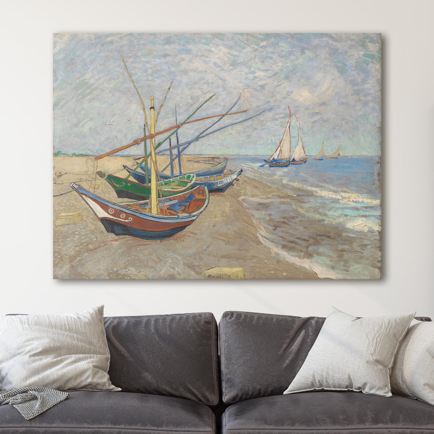Fishing Boats on the Beach at Saintes-Maries-de-la-Mer by Van Gogh